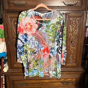 Time and Tru Colorful Floral Paisley Blouse